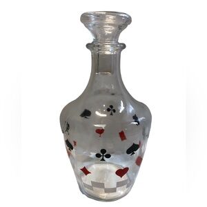 French Verrerie Cristallerie Darques Card Suits Whiskey Wine Dressing Decanter